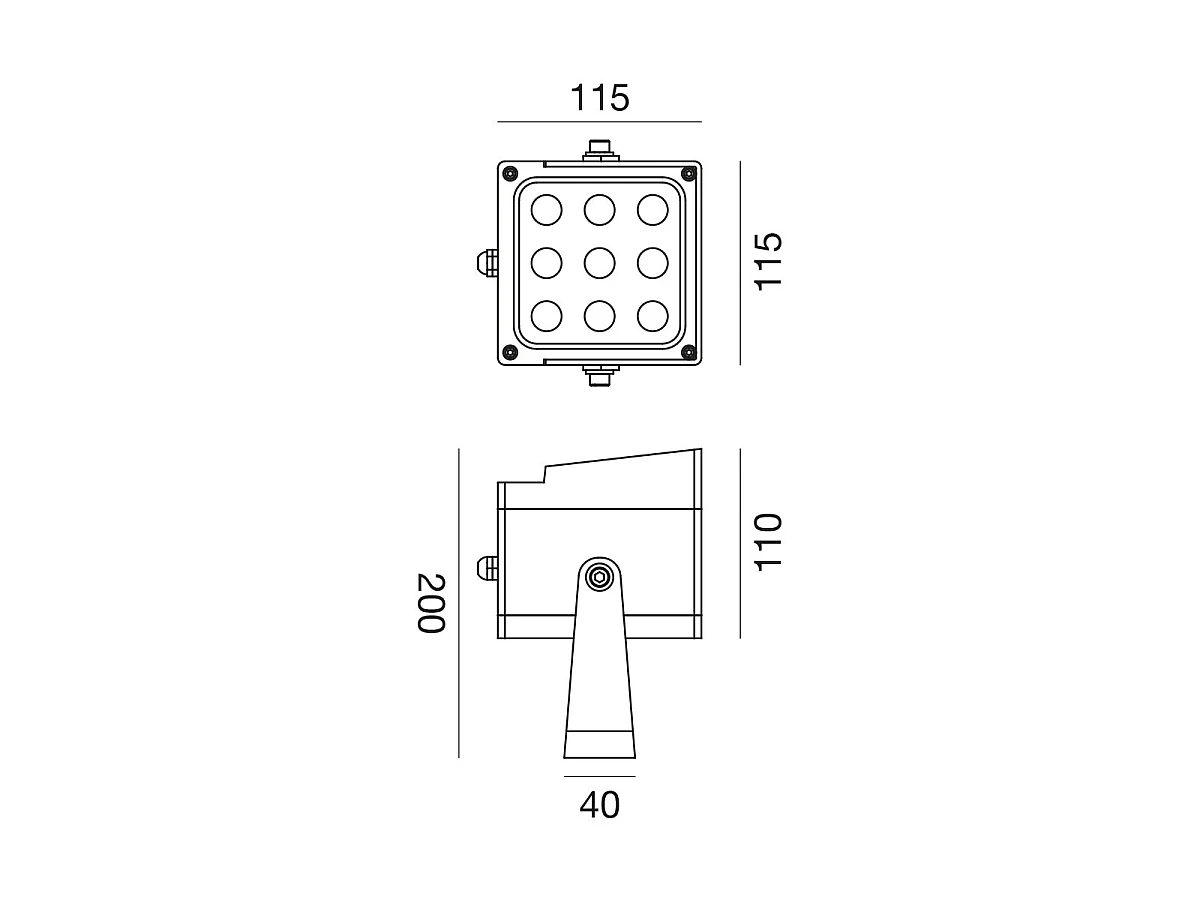 Projecteur Led Ges2232 18W Marron Avec Support Ip65, Température De Lumière Sélectionnable 3000K/4000K/6500K - Gea Luce