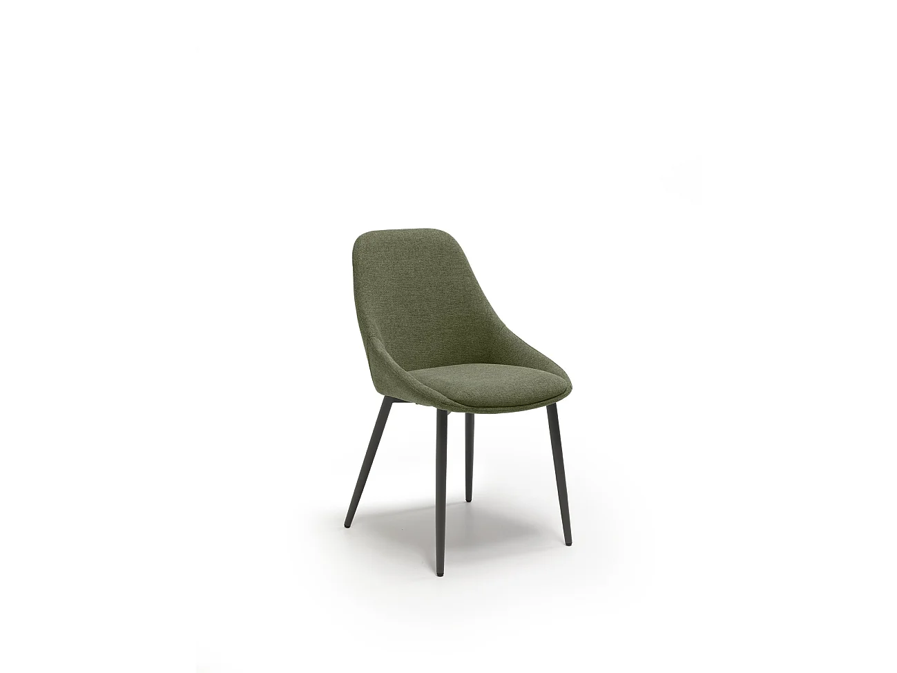 Cadeira Kira com estrutura metálica antracite e assento em tecido verde Easy-Clean - Design contemporâneo e ergonômico