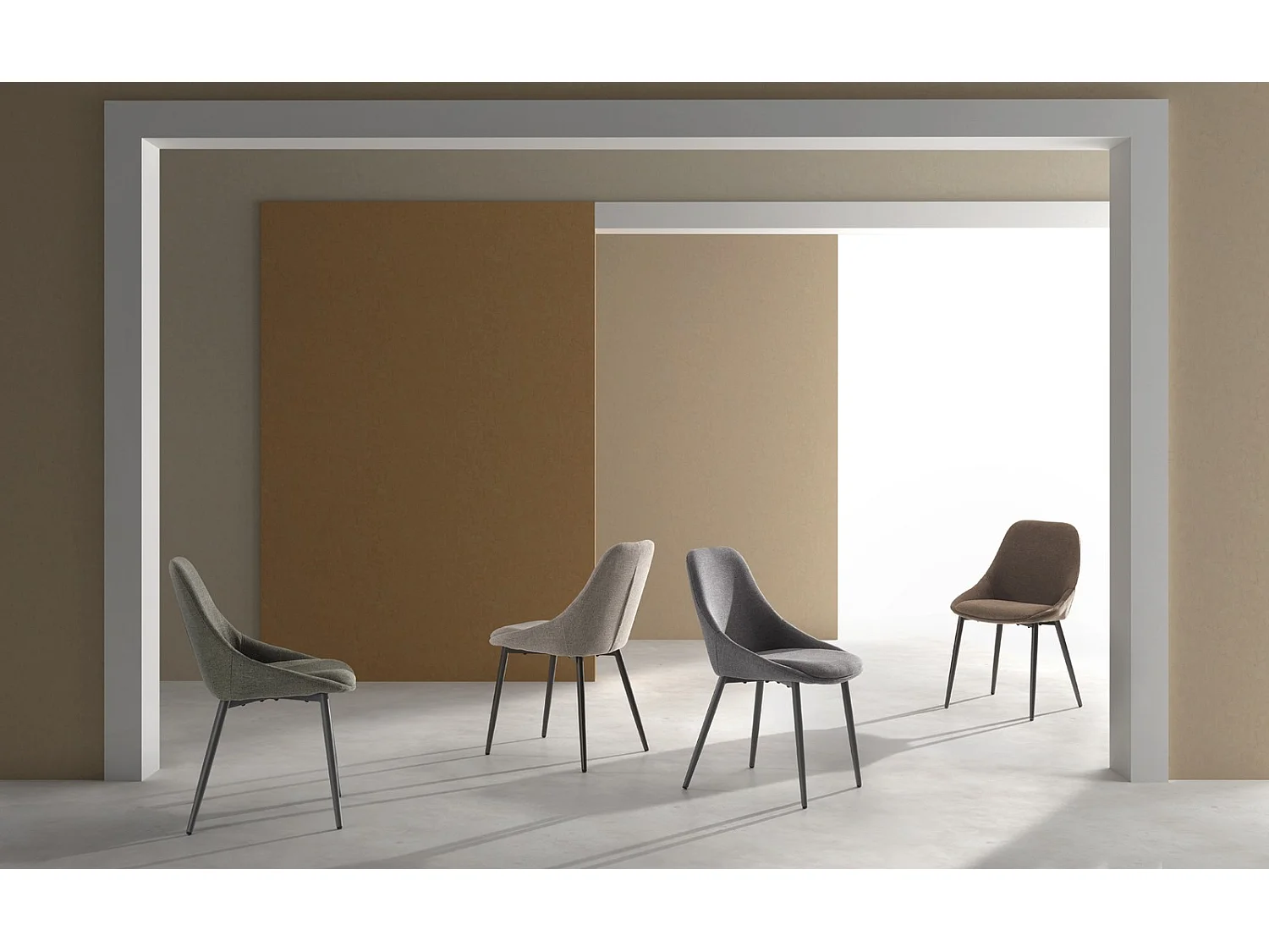 Cadeira Kira com estrutura metálica antracite e assento em tecido verde Easy-Clean - Design contemporâneo e ergonômico