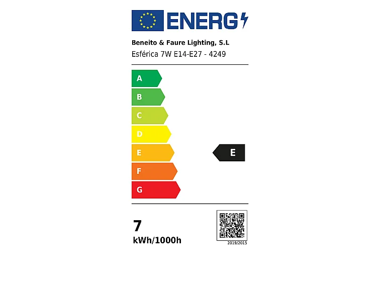 7W bolvormige LED-lamp met E14 fitting, 360 graden lichtopbrengst, 5000K koud licht, 820lm, dimbaar, TRIAC, IP20 - Beneito & Faure