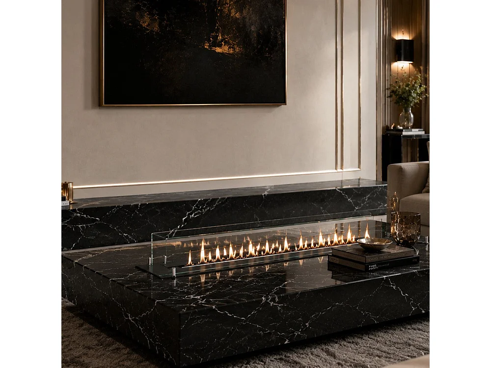 90 cm sort bioethanol indbygget brænder TOPLINE DF900VBLACK