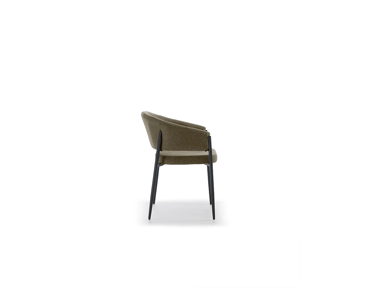 Cadeira de interior Maya com apoios de braços, estrutura metálica antracite e assento em tecido Easy-Clean castanho claro - Design elegante