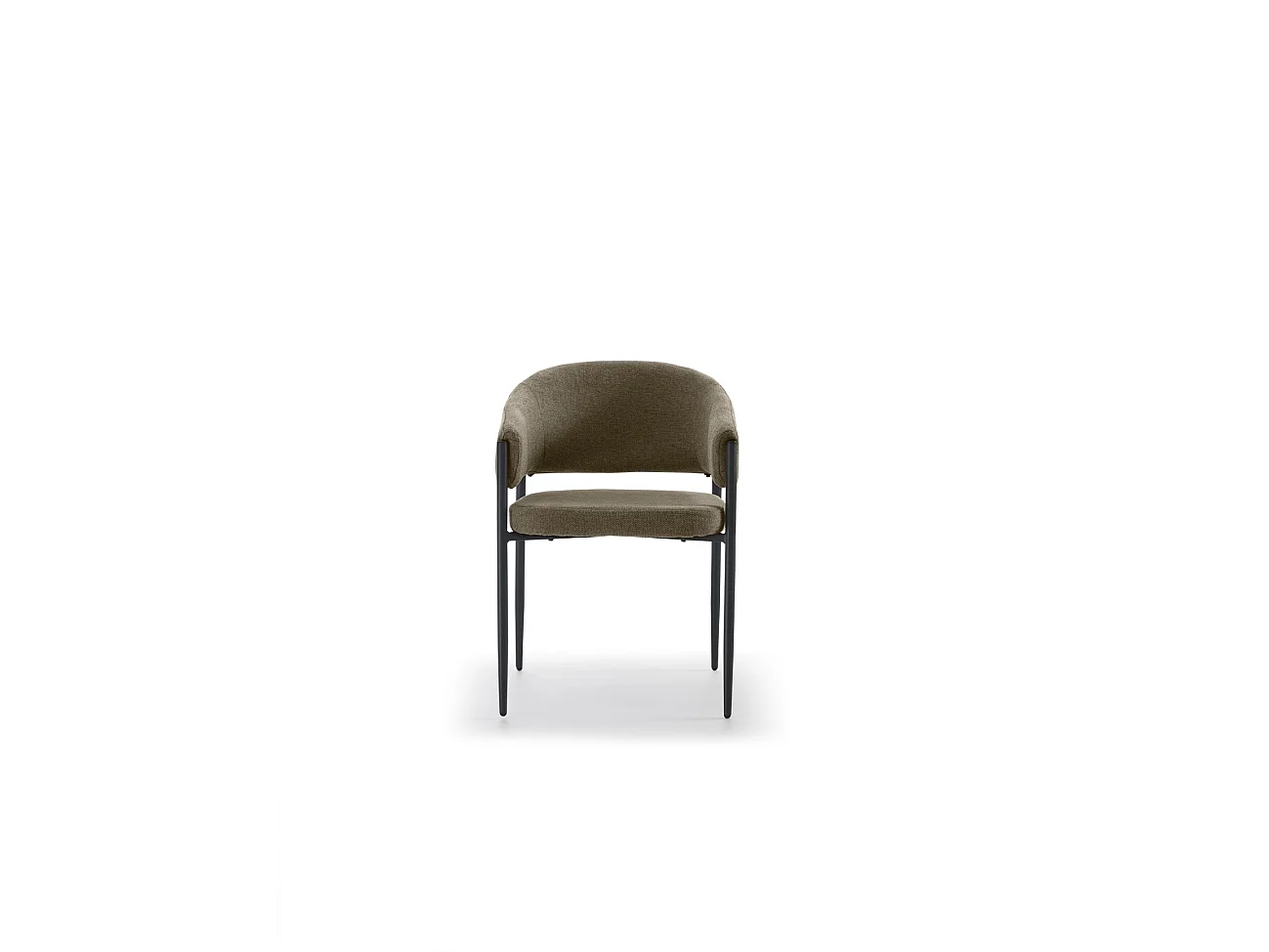 Cadeira de interior Maya com apoios de braços, estrutura metálica antracite e assento em tecido Easy-Clean castanho claro - Design elegante
