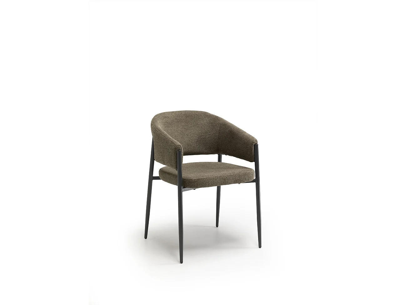 Cadeira de interior Maya com apoios de braços, estrutura metálica antracite e assento em tecido Easy-Clean castanho claro - Design elegante