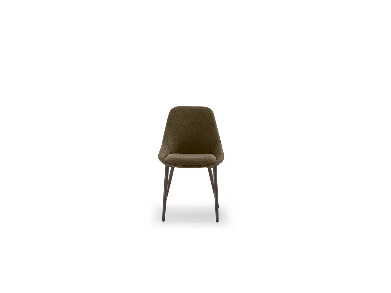 Cadeira de interior Kira com assento em tecido marrom de fácil limpeza e estrutura de metal pintada em bronze - Design contemporâneo