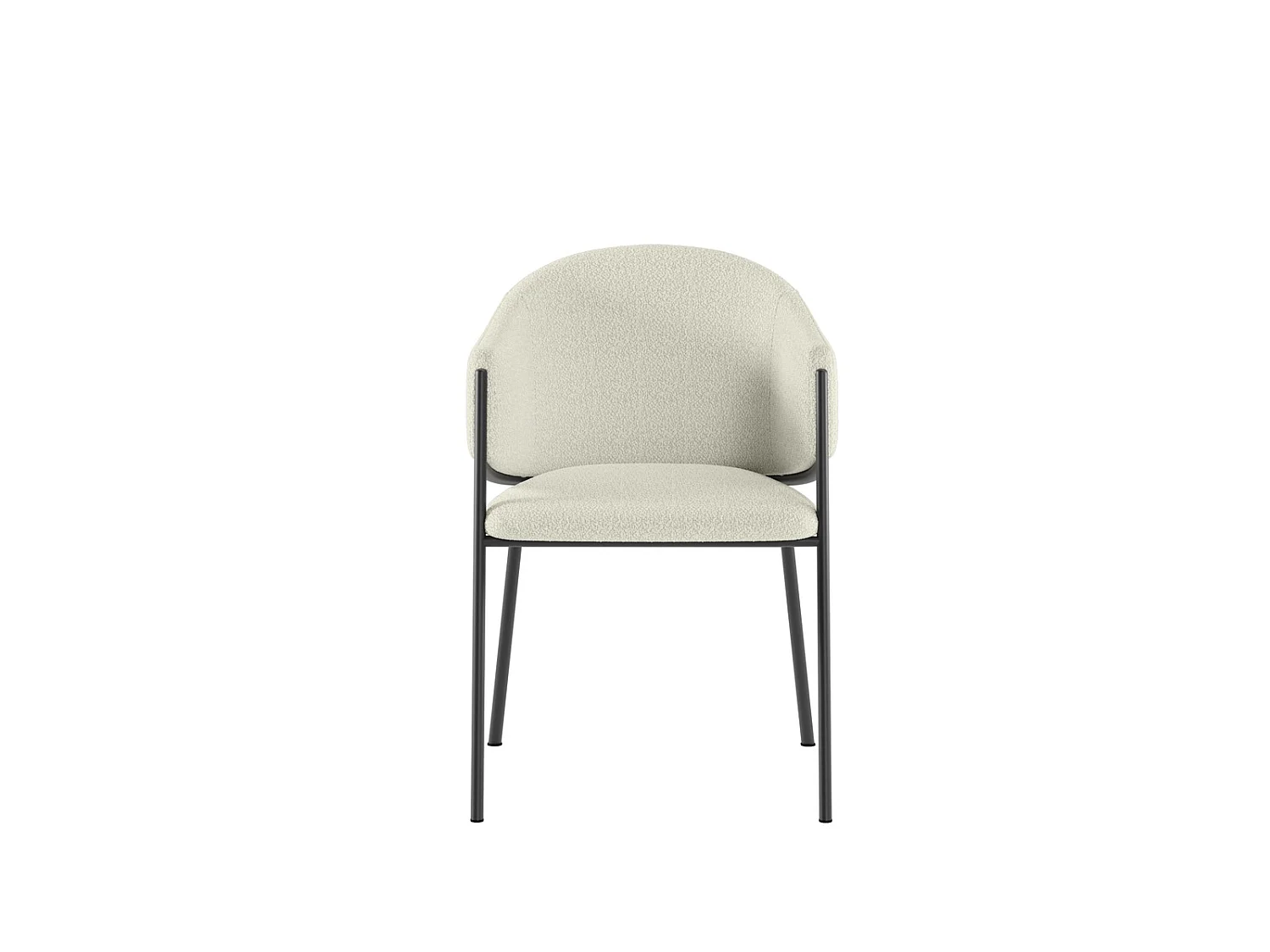 Medea stoel in ivoorkleurige bouclé stof met antracietkleurig metalen frame, een moderne stoel met een elegant en verfijnd design - Medea