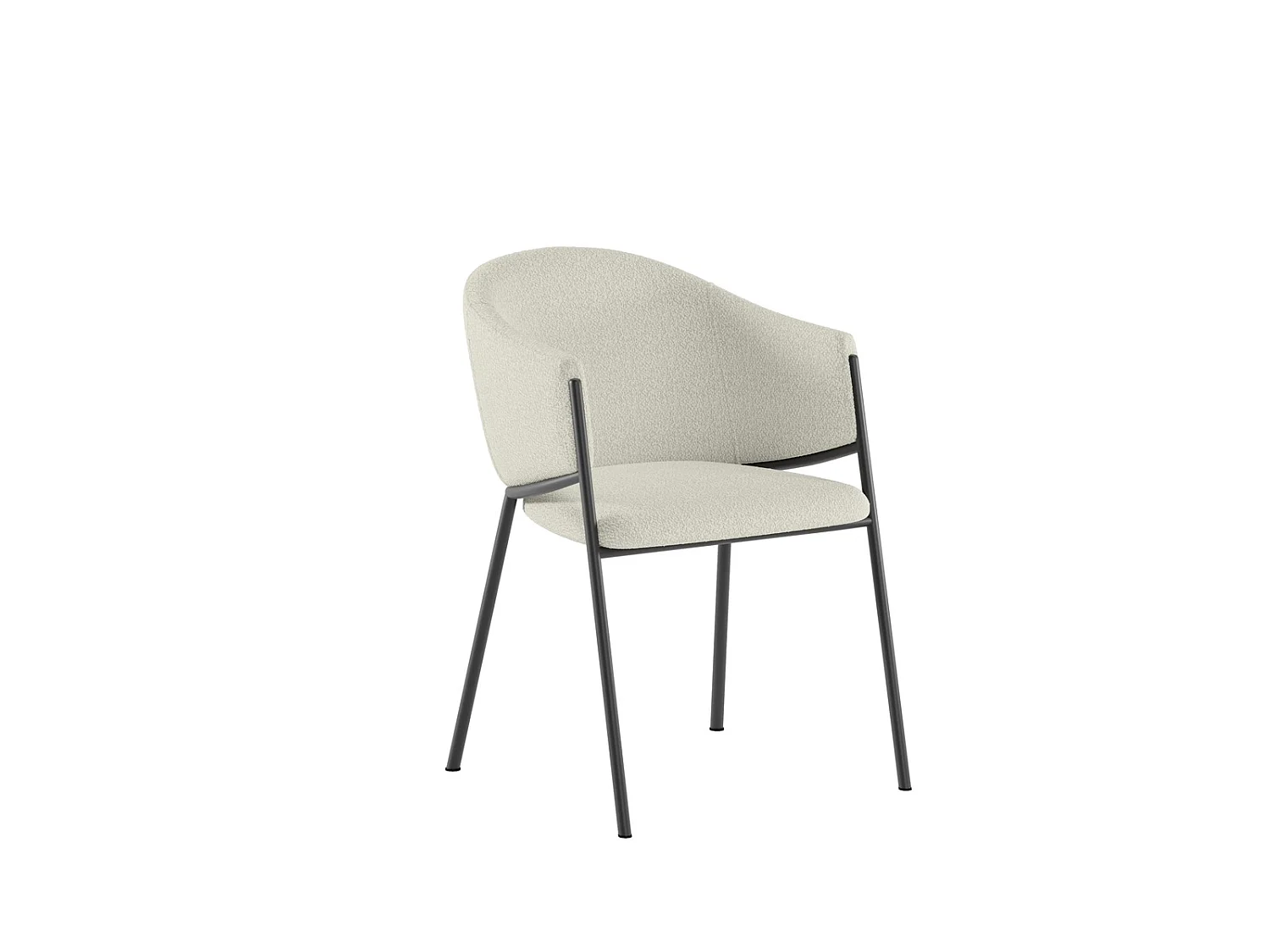 Medea stoel in ivoorkleurige bouclé stof met antracietkleurig metalen frame, een moderne stoel met een elegant en verfijnd design - Medea