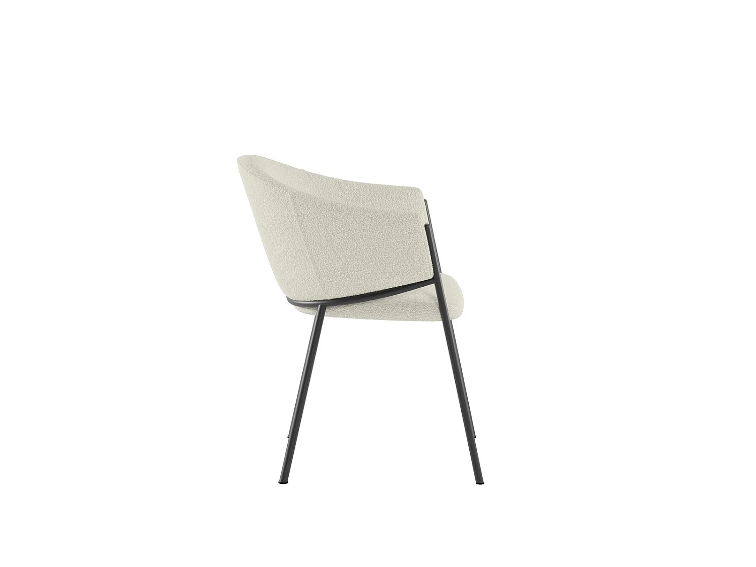 Medea stoel in ivoorkleurige bouclé stof met antracietkleurig metalen frame, een moderne stoel met een elegant en verfijnd design - Medea