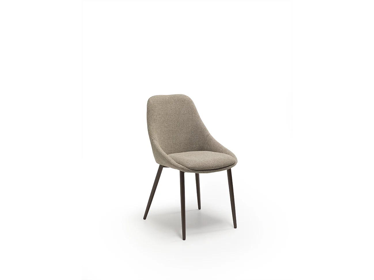 Cadeira de interior Kira com assento em tecido bege de fácil limpeza e estrutura metálica pintada em bronze - Design contemporâneo