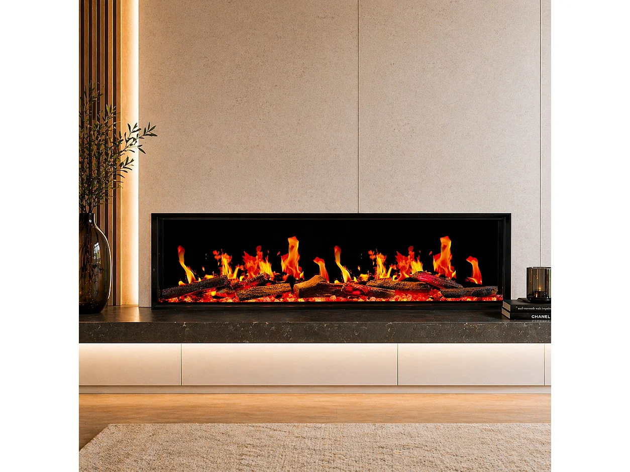 Lareira elétrica de parede FILADELFIA150, L 150, LCD LED, controle por aplicativo