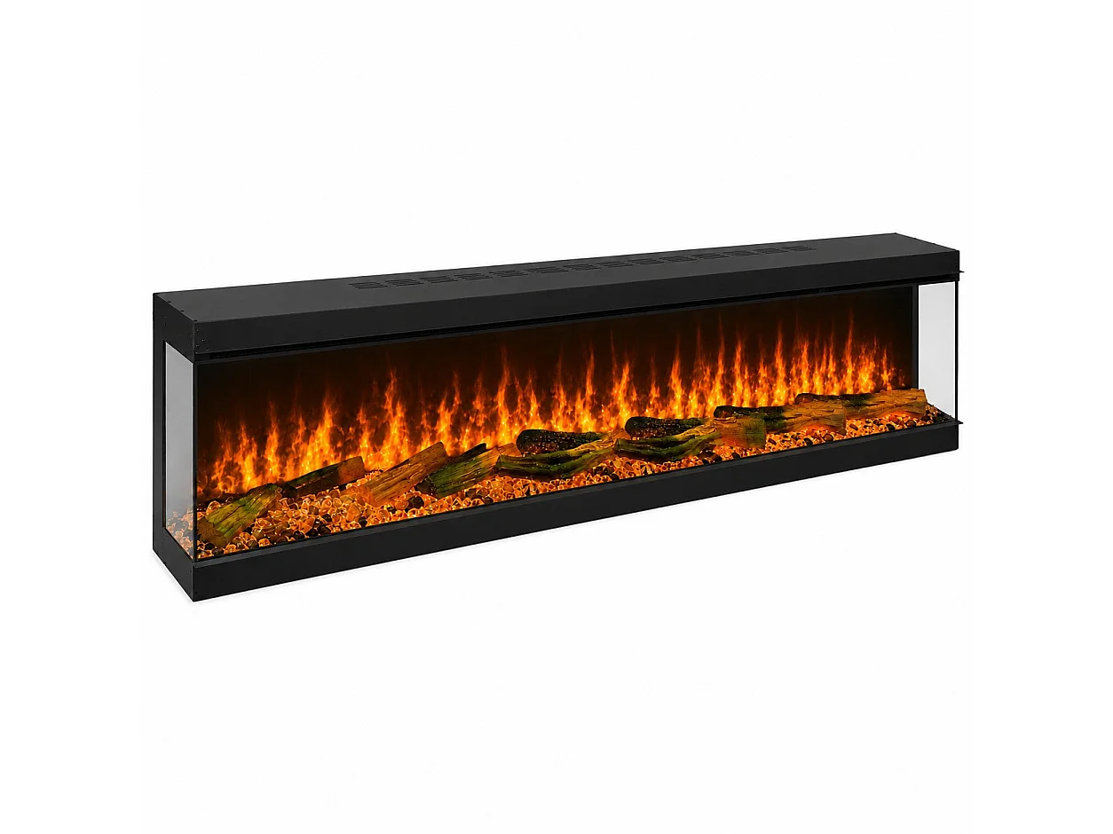 BELMONT150 Kominek elektryczny ścienny 3-stronny, L 150, dioda LED RGB, sterowanie aplikacją
