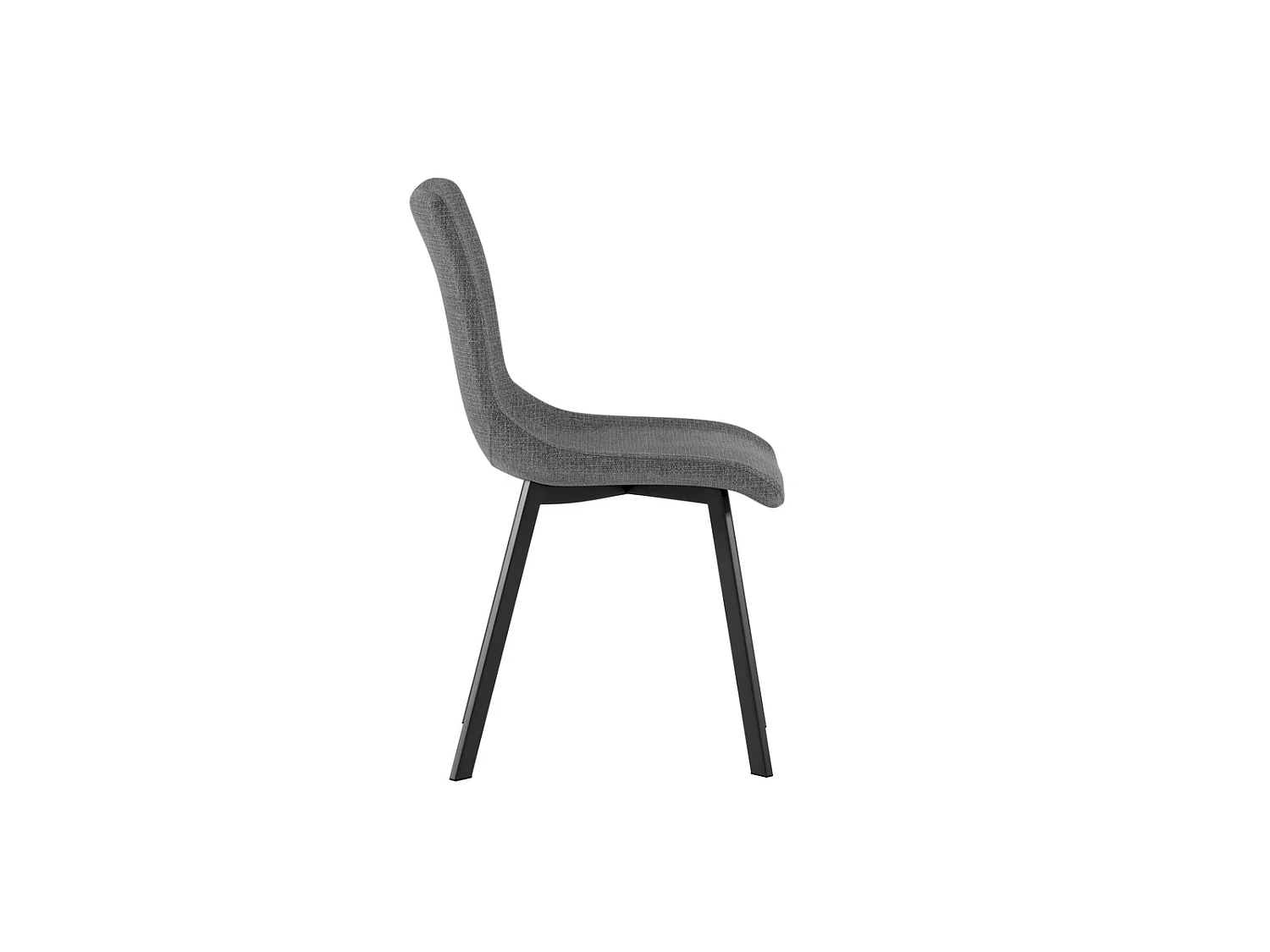 Cadeira Iris com assento em tecido cinza escuro de fácil limpeza e estrutura de metal pintada de preto - Design moderno 45x56cm