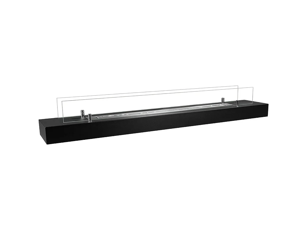 Camino a bioetanolo da appoggio Divina Fire DF12OOBOX 120 cm - Bruciatore 1L acciaio inox e cristalli temperati, potenza 3 KW, colore Nero
