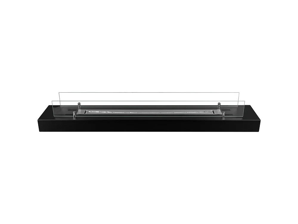 Camino a bioetanolo da appoggio Divina Fire DF12OOBOX 120 cm - Bruciatore 1L acciaio inox e cristalli temperati, potenza 3 KW, colore Nero