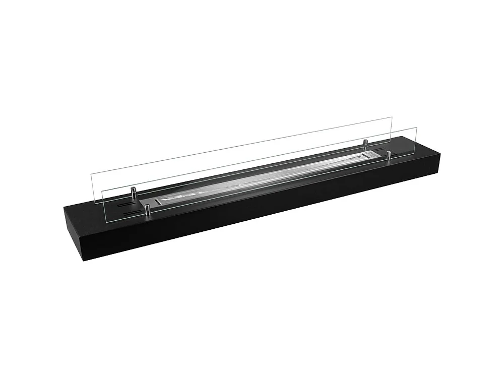 Camino a bioetanolo da appoggio Divina Fire DF12OOBOX 120 cm - Bruciatore 1L acciaio inox e cristalli temperati, potenza 3 KW, colore Nero
