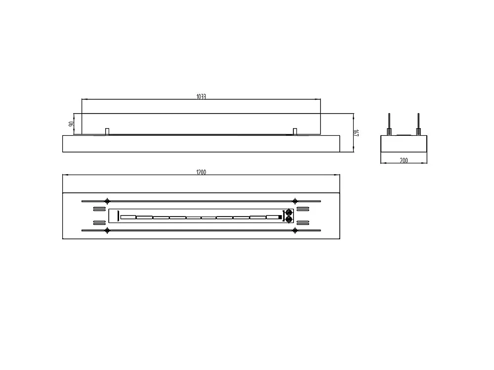 Camino a bioetanolo da appoggio Divina Fire DF12OOBOX 120 cm - Bruciatore 1L acciaio inox e cristalli temperati, potenza 3 KW, colore Nero