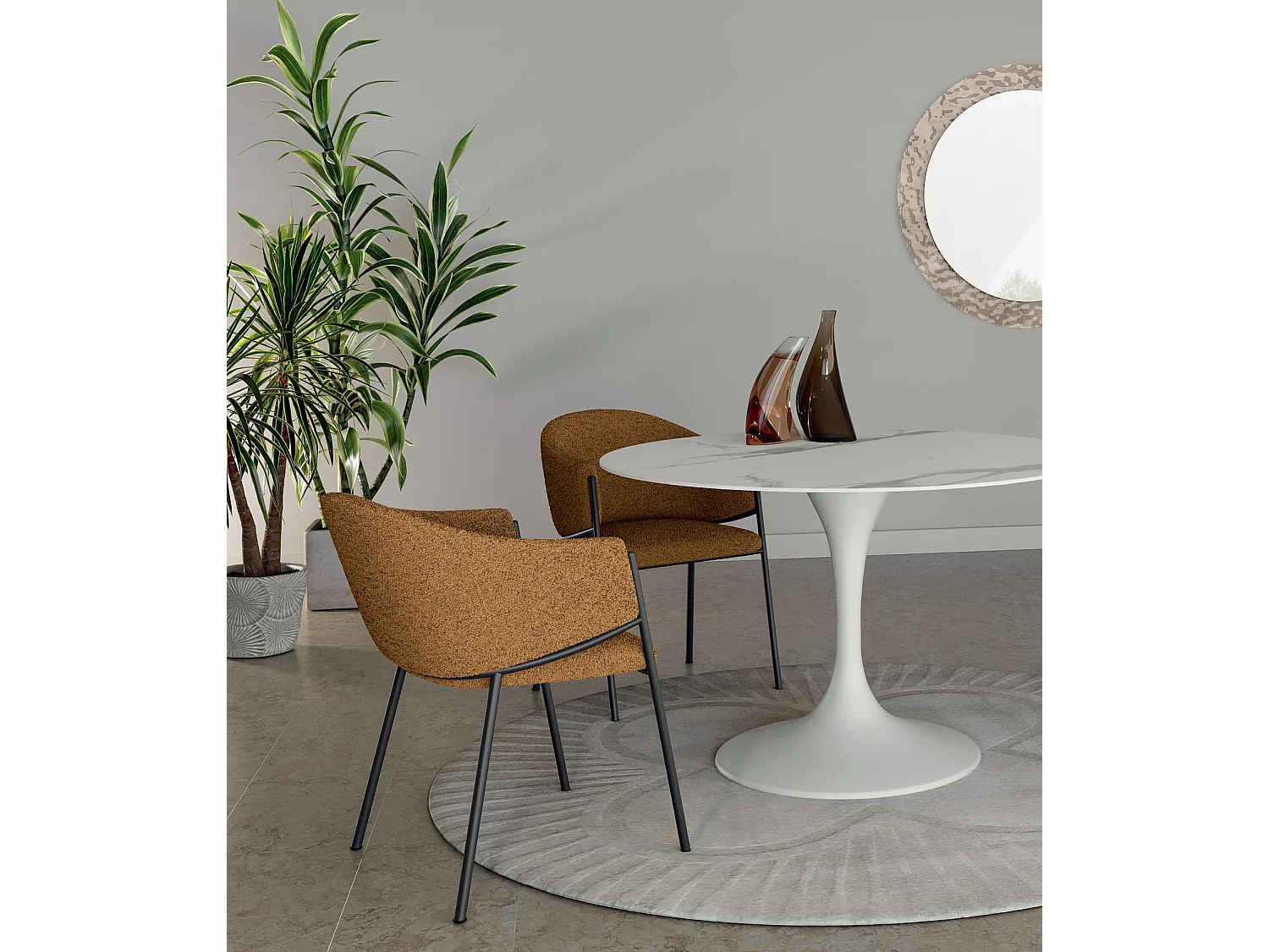Table fixe Gemini avec plateau en céramique effet marbre noir et piètement en noyer massif - Design moderne et élégant 180 x 90 cm - Gemini