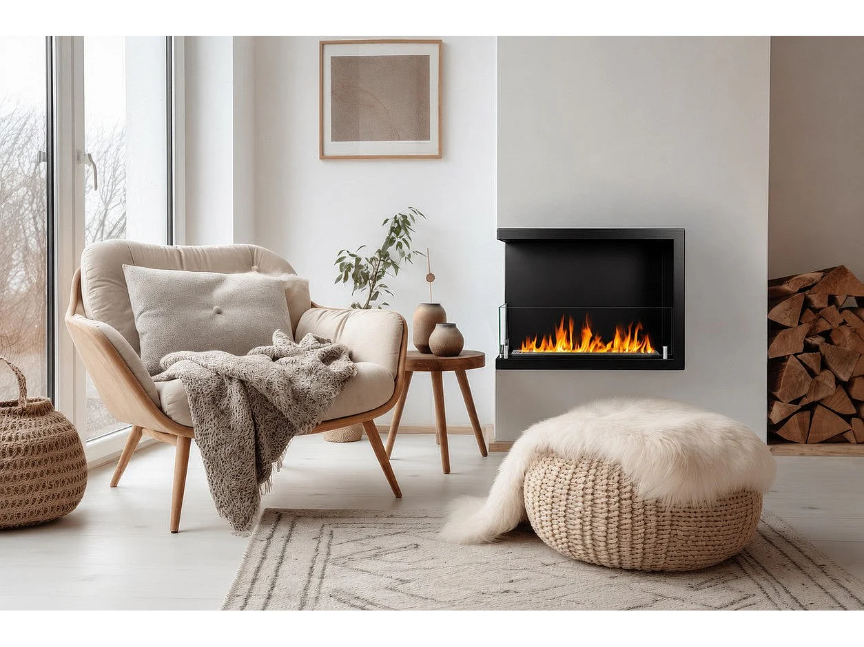 Cheminée D'Angle Intégrée Au Bioéthanol, Bio-Cheminée D'Angle 60X45 Sutri 60 Sx