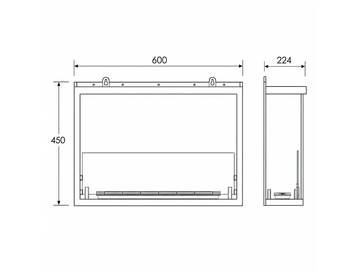Cheminée D'Angle Intégrée Au Bioéthanol, Bio-Cheminée D'Angle 60X45 Sutri 60 Sx
