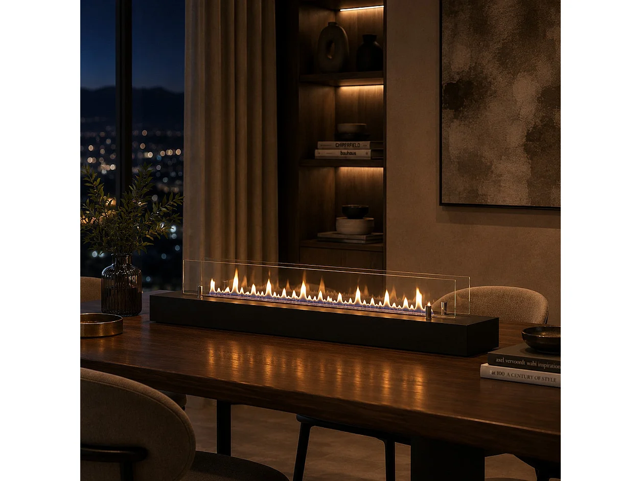 Lareira a bioetanol independente DF700BOX de 70 cm - Queimador de aço inoxidável de 0,75 L, design moderno e aquecimento eficiente - Divina Fire
