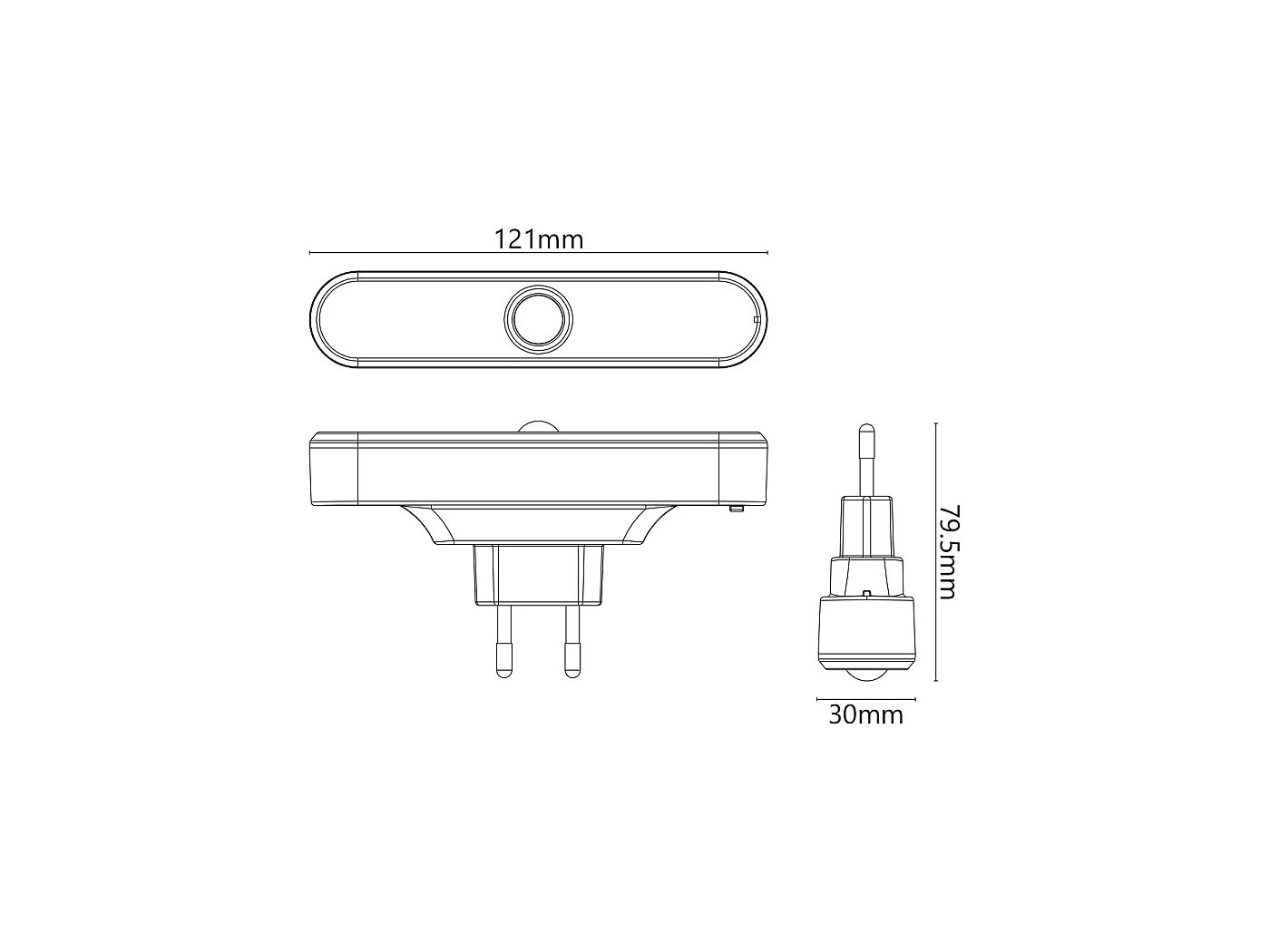 LED-nachtlampje voor 230V-stopcontact met PIR- en schemersensor 50lm, geïntegreerde Li-Ion-batterij, autonomie >3 uur, 3000K - AlcaPower