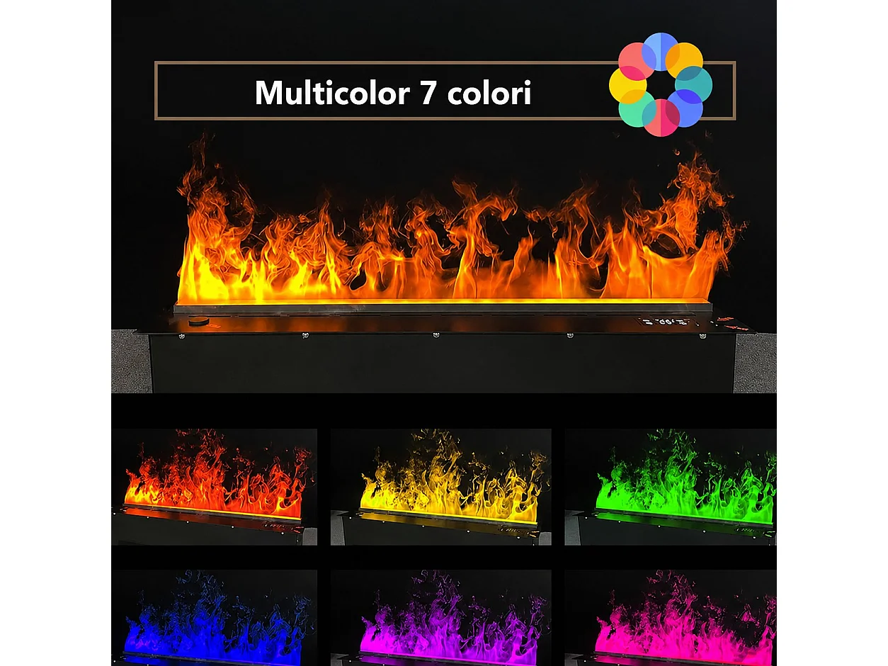 Divina Fire VAPOR100 Inbouw elektrische haard - 3D waterdampvlameffect, 7 LED-kleuren, app-bediening en afstandsbediening, 100 cm - Divina Fire