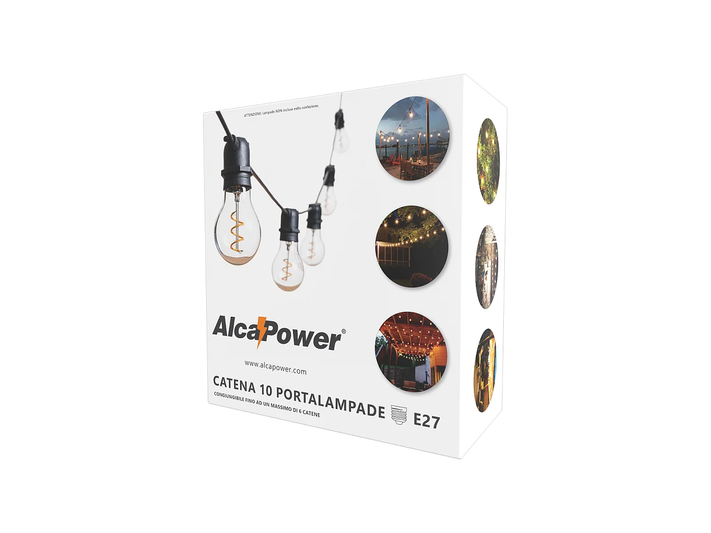 Alcapower Lichtslang 10 E27 Fittingen Zwart, 11,5m, IP65, Koppelbaar tot 6 stuks, 230V AC