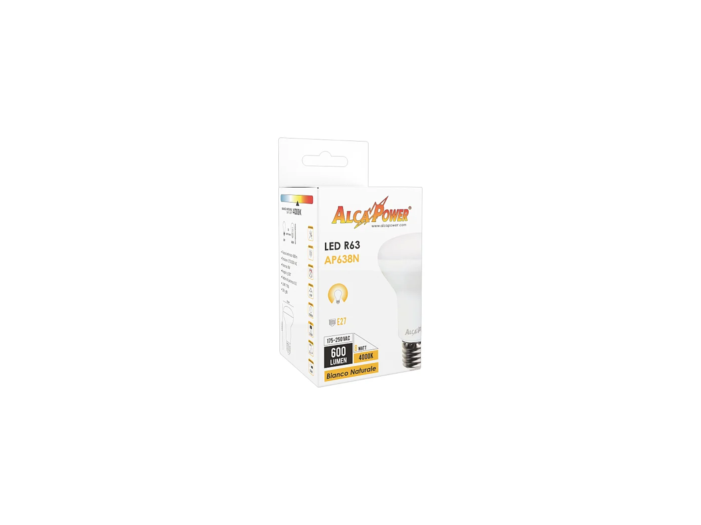 Alcapower Mushroom LED Lamp R63 8W E27 690lm 4000K Natuurlijk Licht, 175-250V, Hoek 100°, 25000 Uur, Energie-efficiëntie F