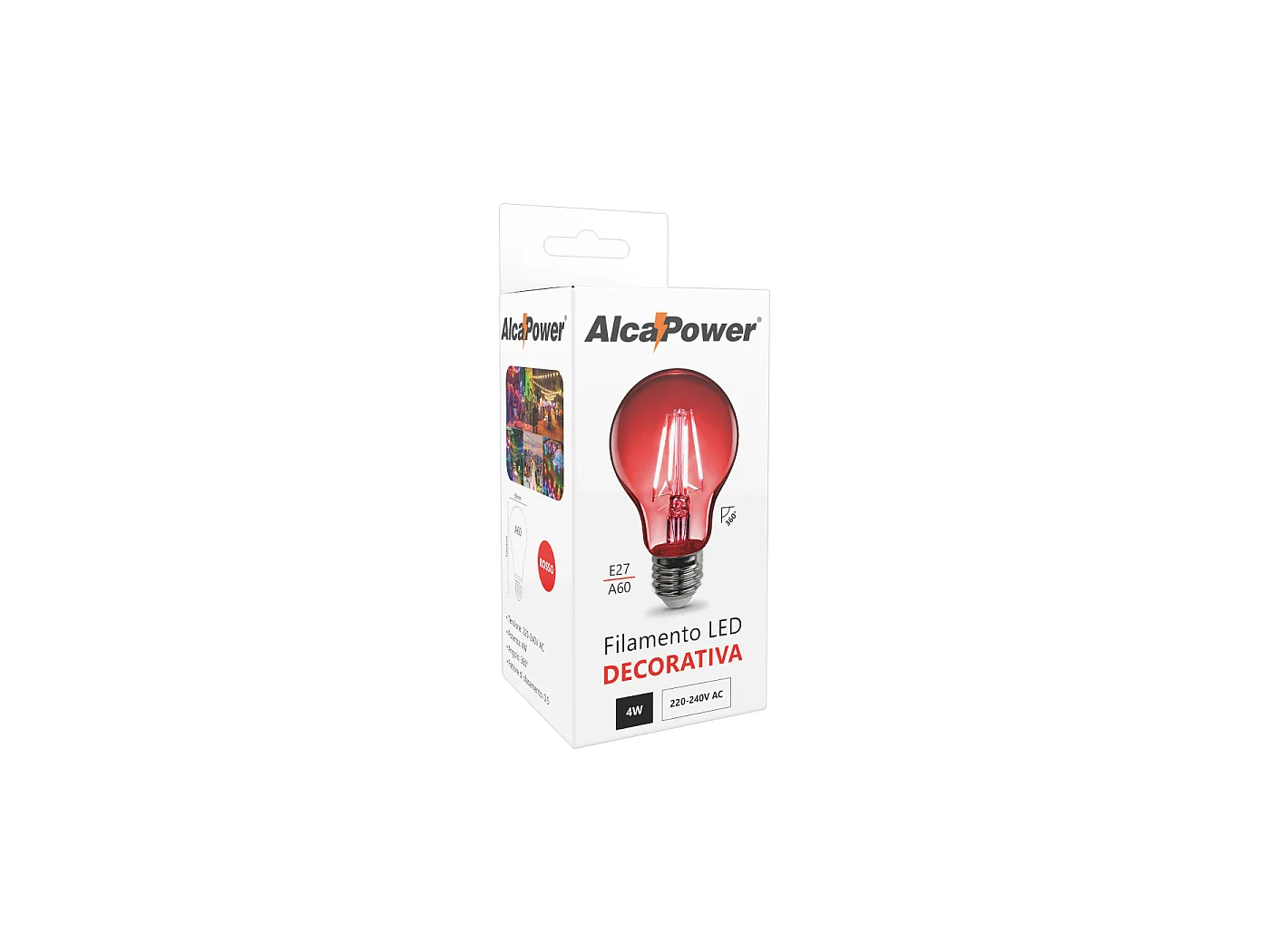 Alcapower LED-gloeilamp Klassiek 4W 230V E27 Rood 360 Graden Decoratief Gebruik Binnen Niet Dimbaar