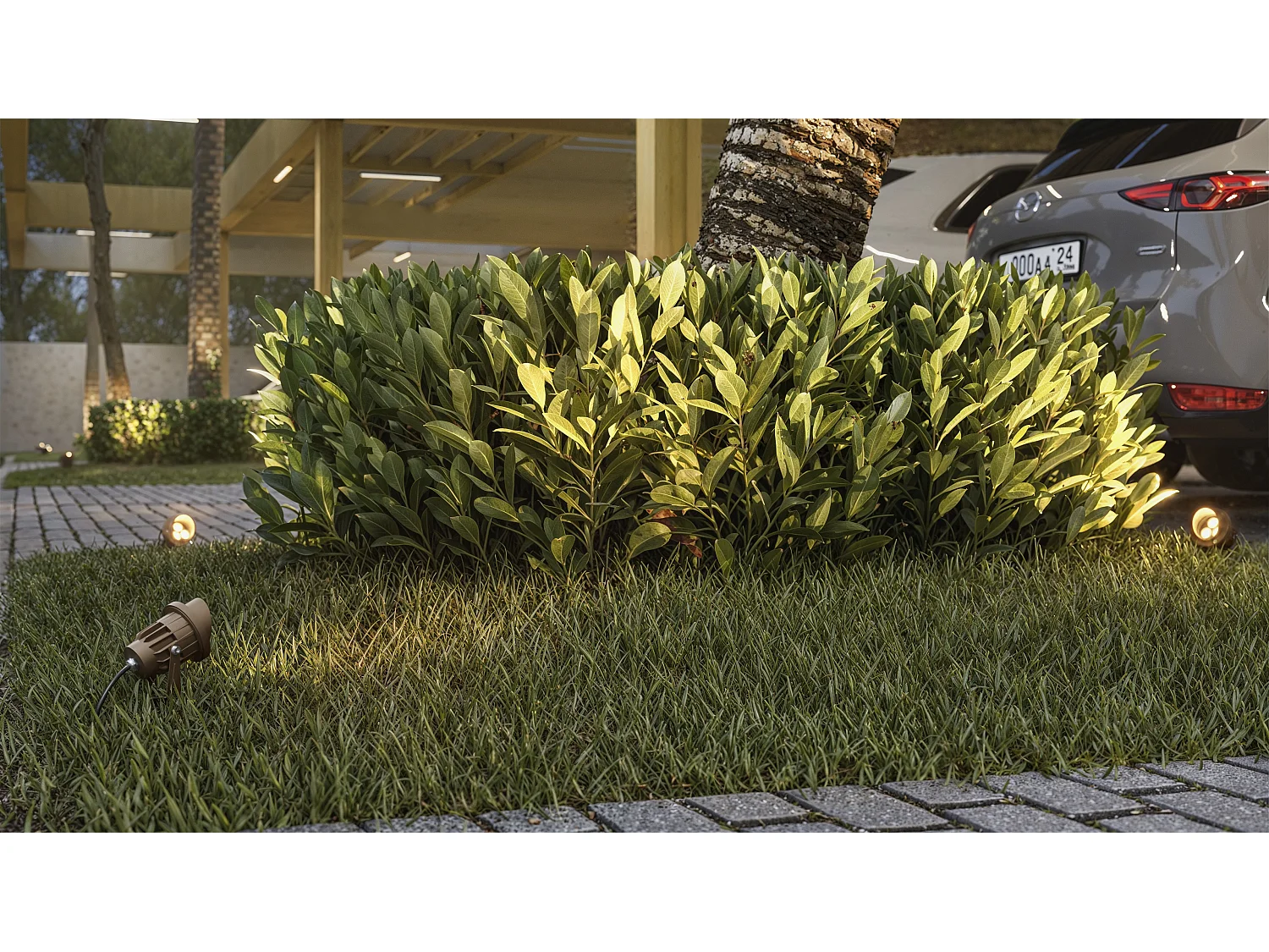 Caddie 3 LED-buitenschijnwerper met 45-graden optiek, 2200K kleurtemperatuur en getextureerde Cortenstaal afwerking - Beneito & Faure Outdoor