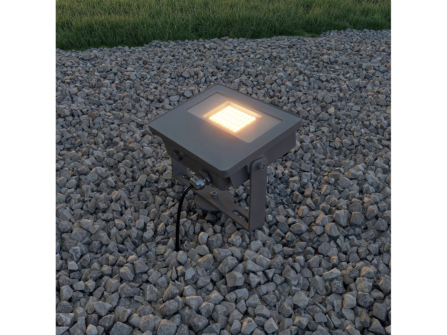 SKY 20W LED-buitenschijnwerper met CCT-schakeltechnologie 3000K/4000K/5000K, 115º stralingshoek, zilverkleurige aluminium behuizing - Beneito & Faure