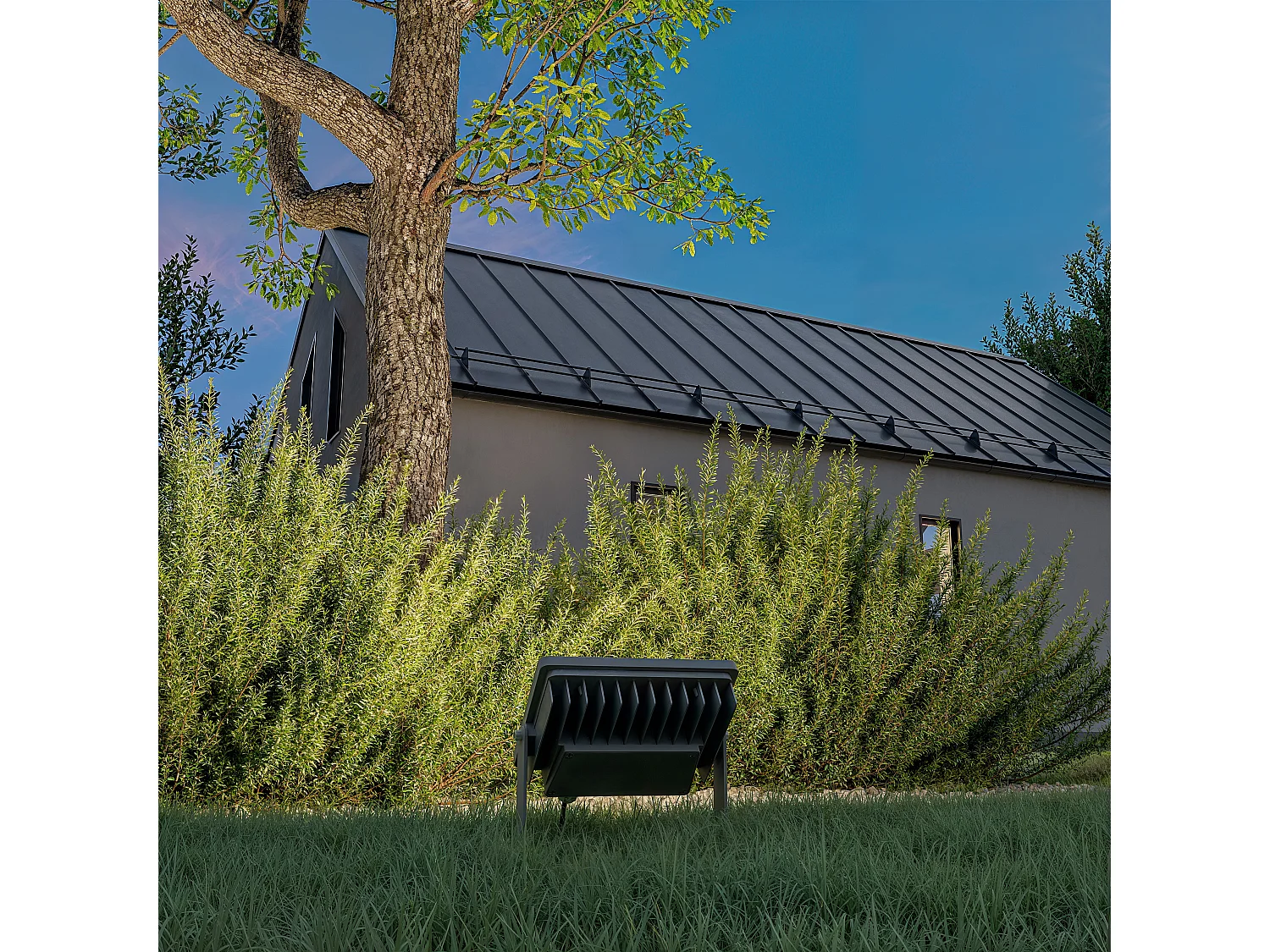 SKY 20W LED-buitenschijnwerper met CCT-schakeltechnologie 3000K/4000K/5000K, 115º stralingshoek, zilverkleurige aluminium behuizing - Beneito & Faure
