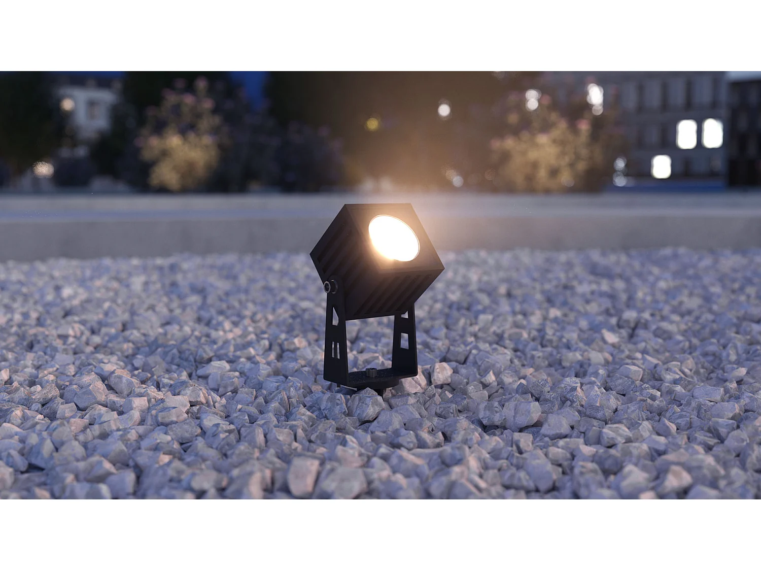 Zas SQ XL 7W 40-graden groente LED-schijnwerper in getextureerd Cortenstaal aluminium voor professionele buitenverlichting - Beneito & Faure