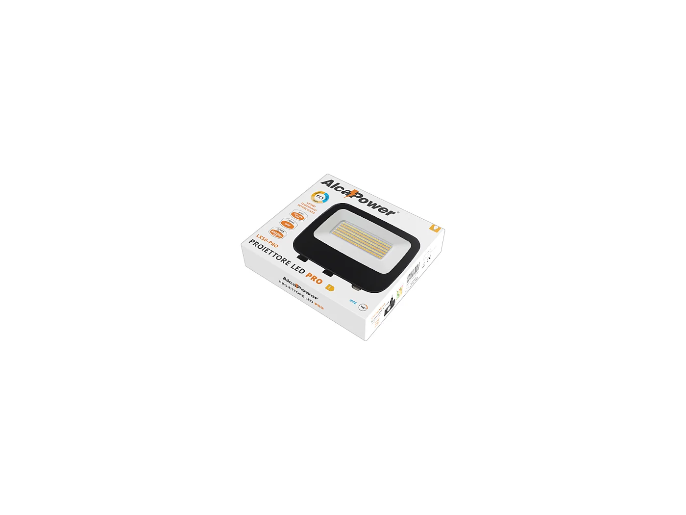 Alcapower LED Floodlight PRO 50W Selectable CCT 3000K-4000K-6000K IP66 IK06 Energy Class E Aluminum High Efficiency Professional