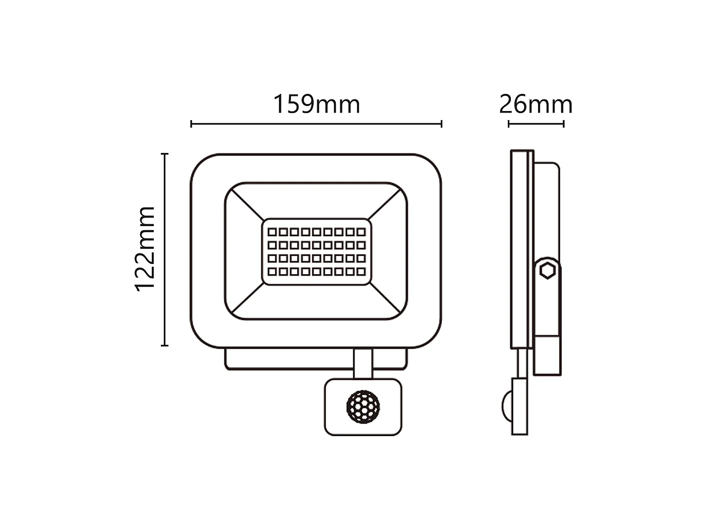 Alcapower LED Floodlight 30W 2550lm 4000K Natural Light with PIR Motion Sensor IP65 IK10 - High Efficiency Outdoor Lighting