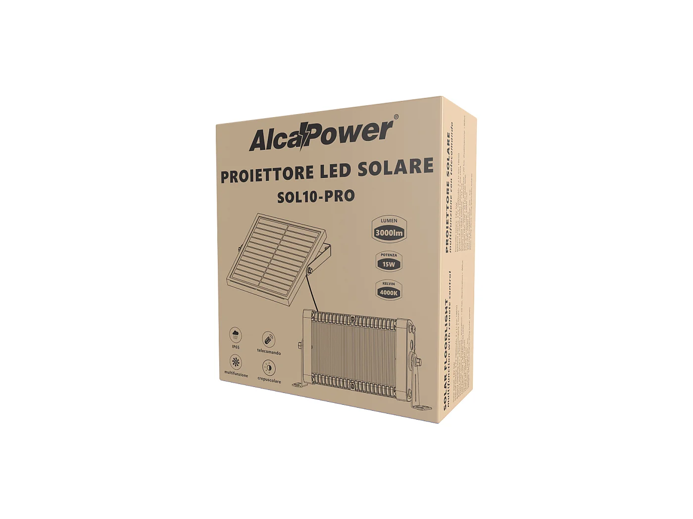 Projecteur Solaire Multifonction 3000lm + Télécommande
