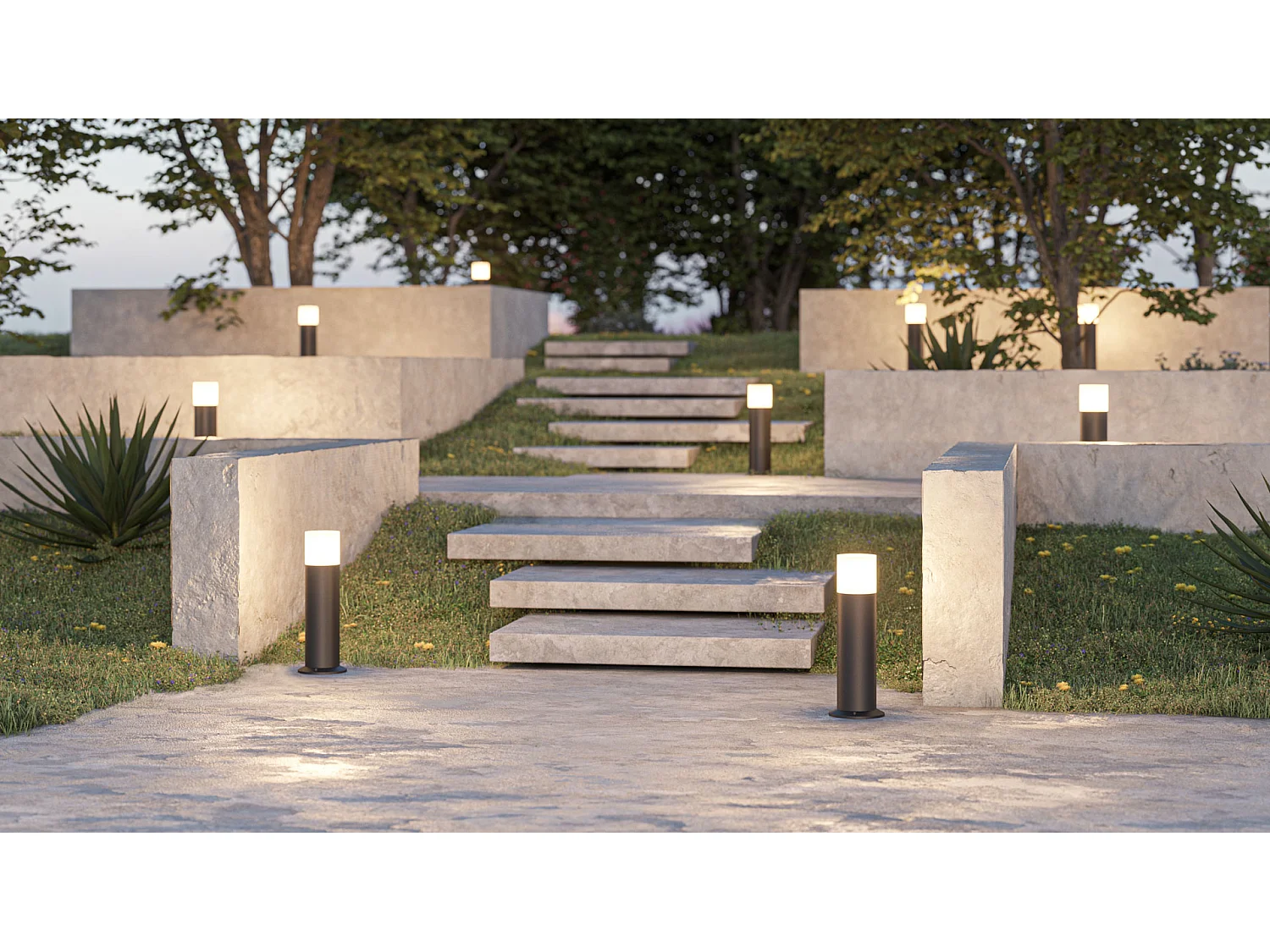 Tura 12W 3000K Matwitte LED-buitenschijnwerper - IP65 IK06 Cilindrische spot voor tuinen en paden - Beneito & Faure