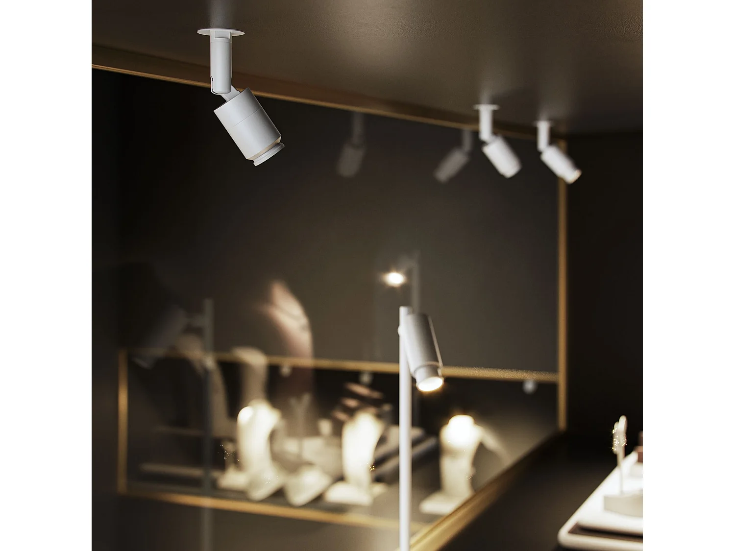 Spot Encastré Led 2W À Micro-Zoom, Angle De Vision 15°-36°, Blanc Mat 3000K - Projecteur Réglable Pour Vitrines Et Bijouteries - Beneito & Faure