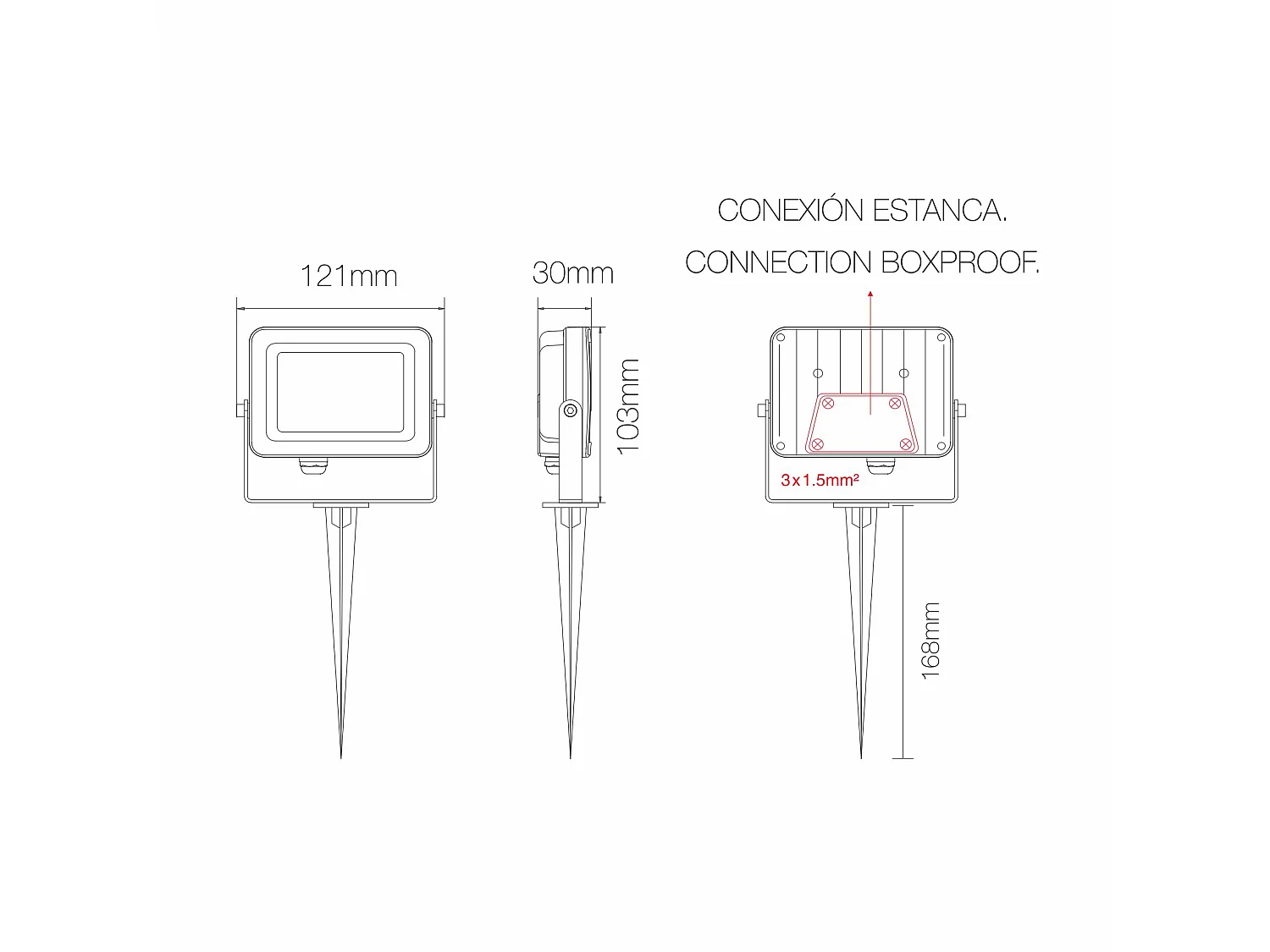 Sky 10W Outdoor LED Floodlight with Spike, CCT Switch Technology 3000K-5000K, Textured Corten Finish for Architectural Lighting