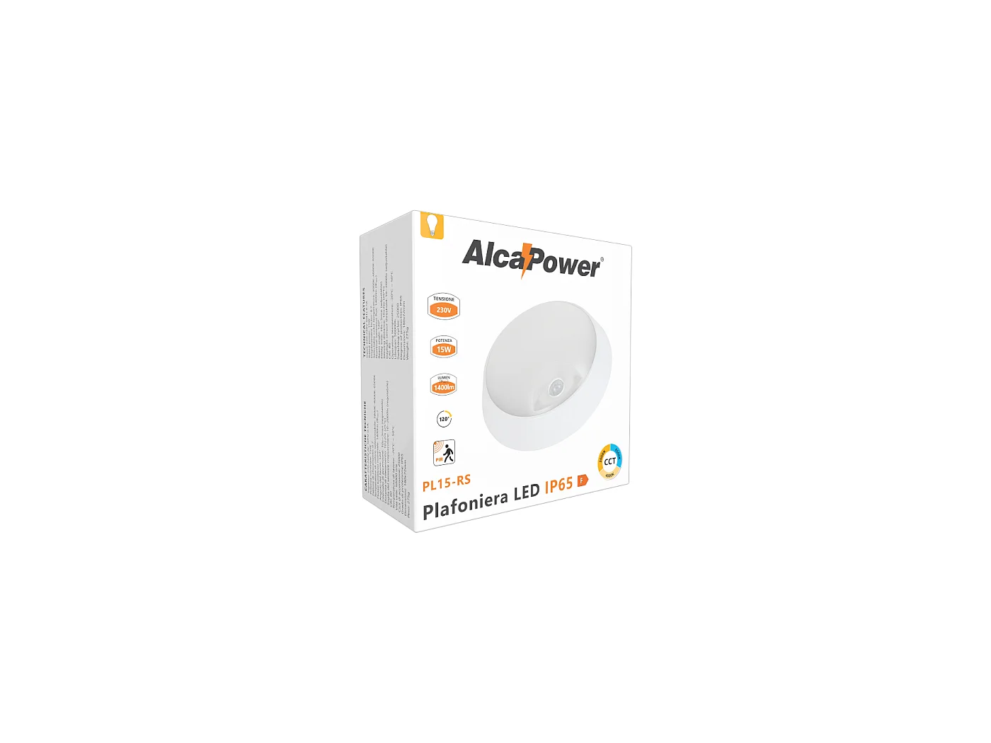 Plafonnier Led Rond 15W Ip65 Détecteur Mouvement Pir Température Couleur 3000K/4000K/6500K Efficacité 93Lm/W Flux Lumineux 1400Lm Blanc
