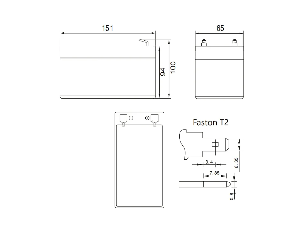 12V 10Ah Deep Cycle (AGM) Battery - Specific for Electric Bikes, Scooters and Photovoltaics - Faston T2 Connection