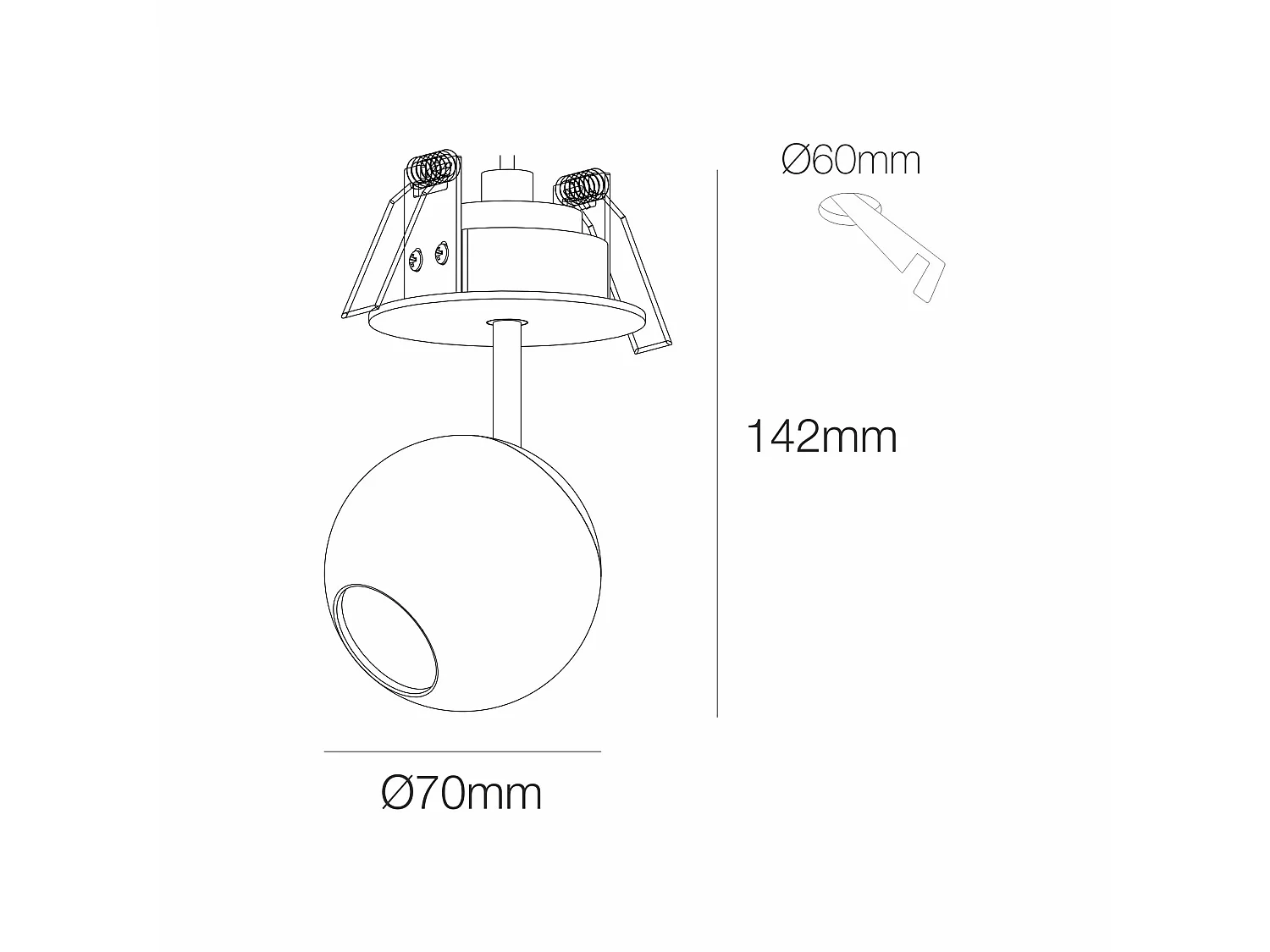 Faretto LED da incasso Bora Recessed 8,5W 36º 3000K Oro Rosa - Faretto sferico orientabile ad alta efficienza - Beneito & Faure