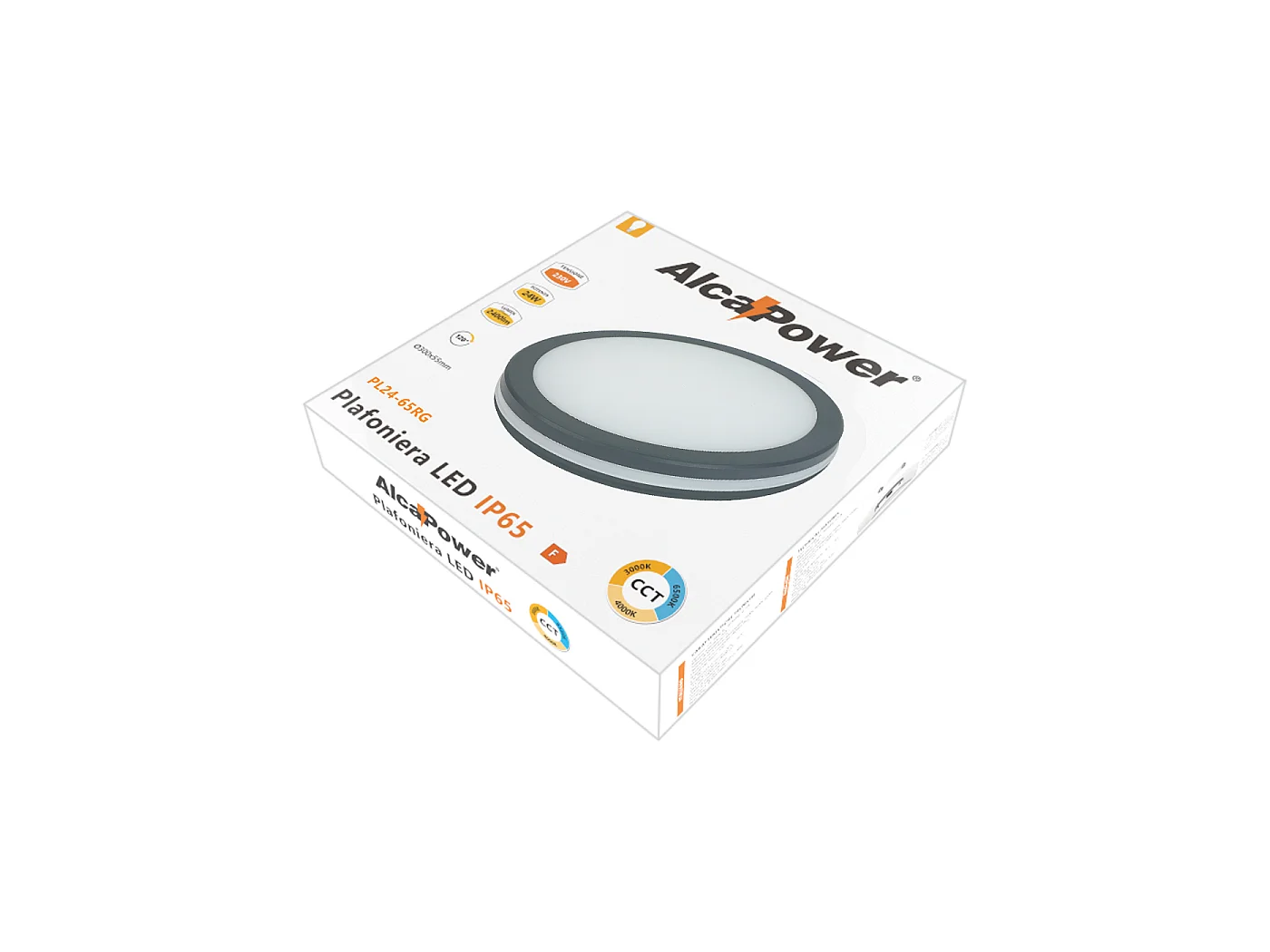 Plafonnier Led Rond 24 W Ip54 Ik08, Température De Couleur Réglable 3000 K - 4000 K - 6500 K, 2400 Lm, Gris, Lampe De Plafond Écoénergétique