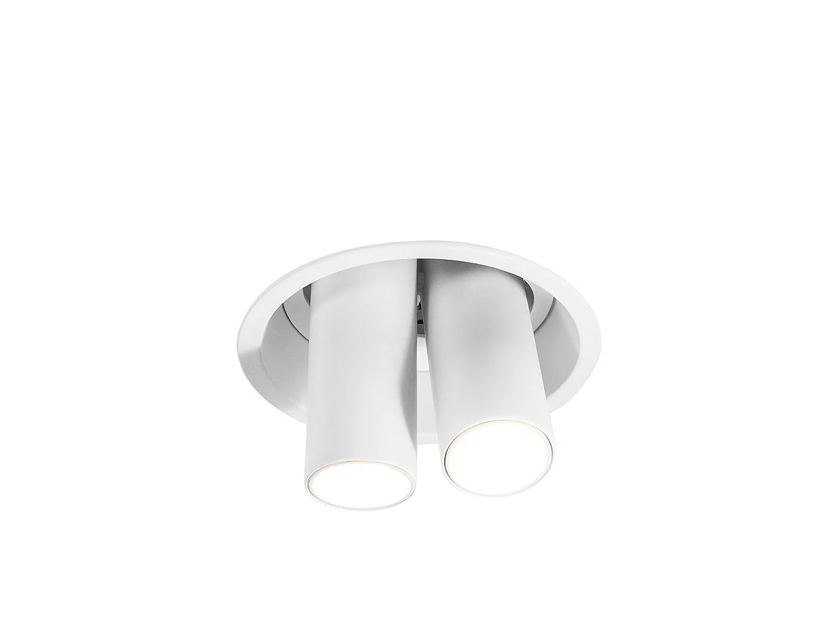 Spot Encastrable Orientable Gfa 2X8W Led 3000K Avec Double Spot Indépendant, Finition Blanc Satiné, Ip20, Classe Ii - Gealuce