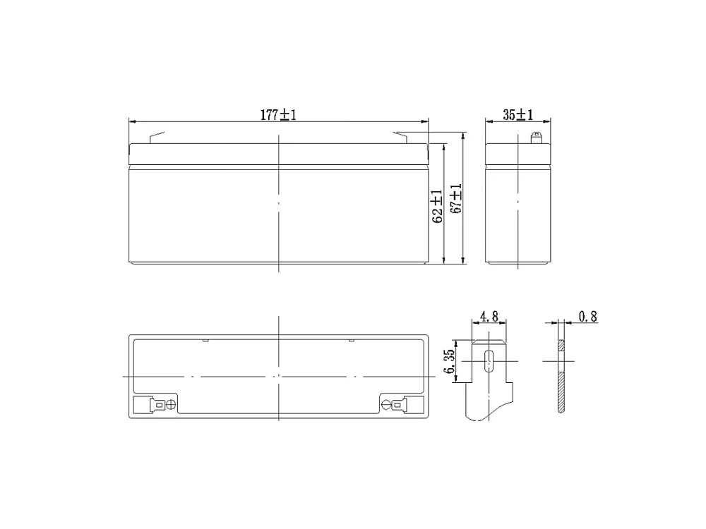 12V 2.3Ah AGM Sealed Rechargeable Battery - Ideal for Alarms, UPS and Toys - Faston T1 Connection