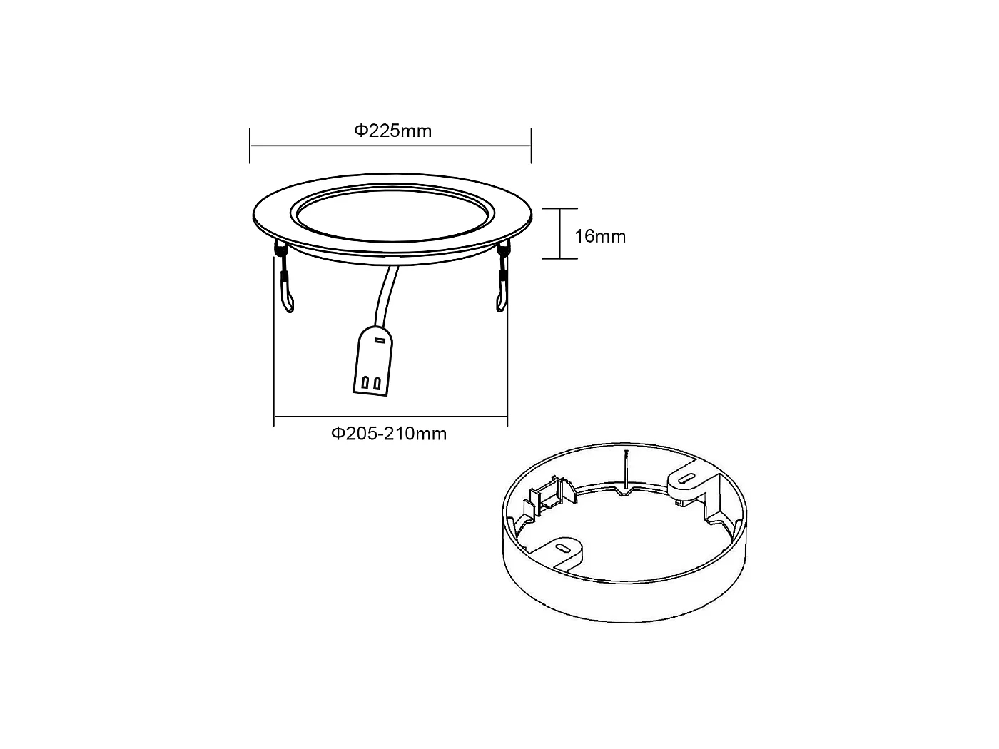 Panneau Led Rond 18W Cct Sélectionnable 3000K 4000K 6000K Installation Encastrée Saillie Ø 225Mm Classe Ii Ip20 Luminaire Intérieur Design
