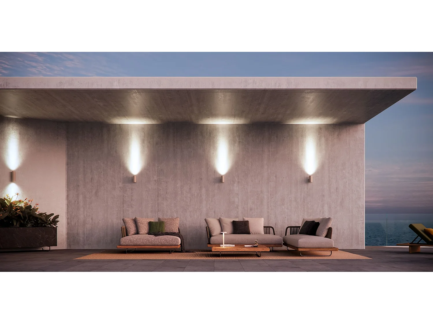 Applique Murale Led Sunset Xl 16W Ip65 Pour Intérieur Et Extérieur, Éclairage Indirect, Cct 2700K/3200K/4000K, Blanc - Beneito & Faure