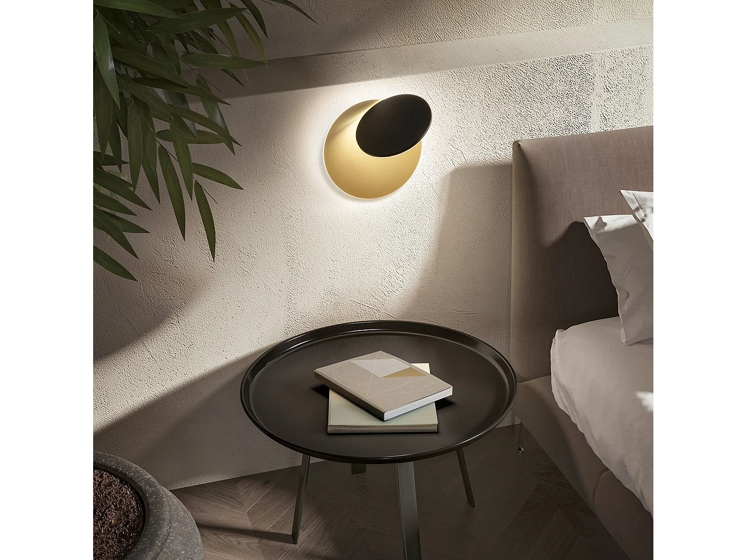 Applique Led Orientable En Métal Et Aluminium, Finition Or Et Noir Mat, 22W 3000K, Design Moderne Pour Intérieur, 1877 Lumens - Marque Perenz