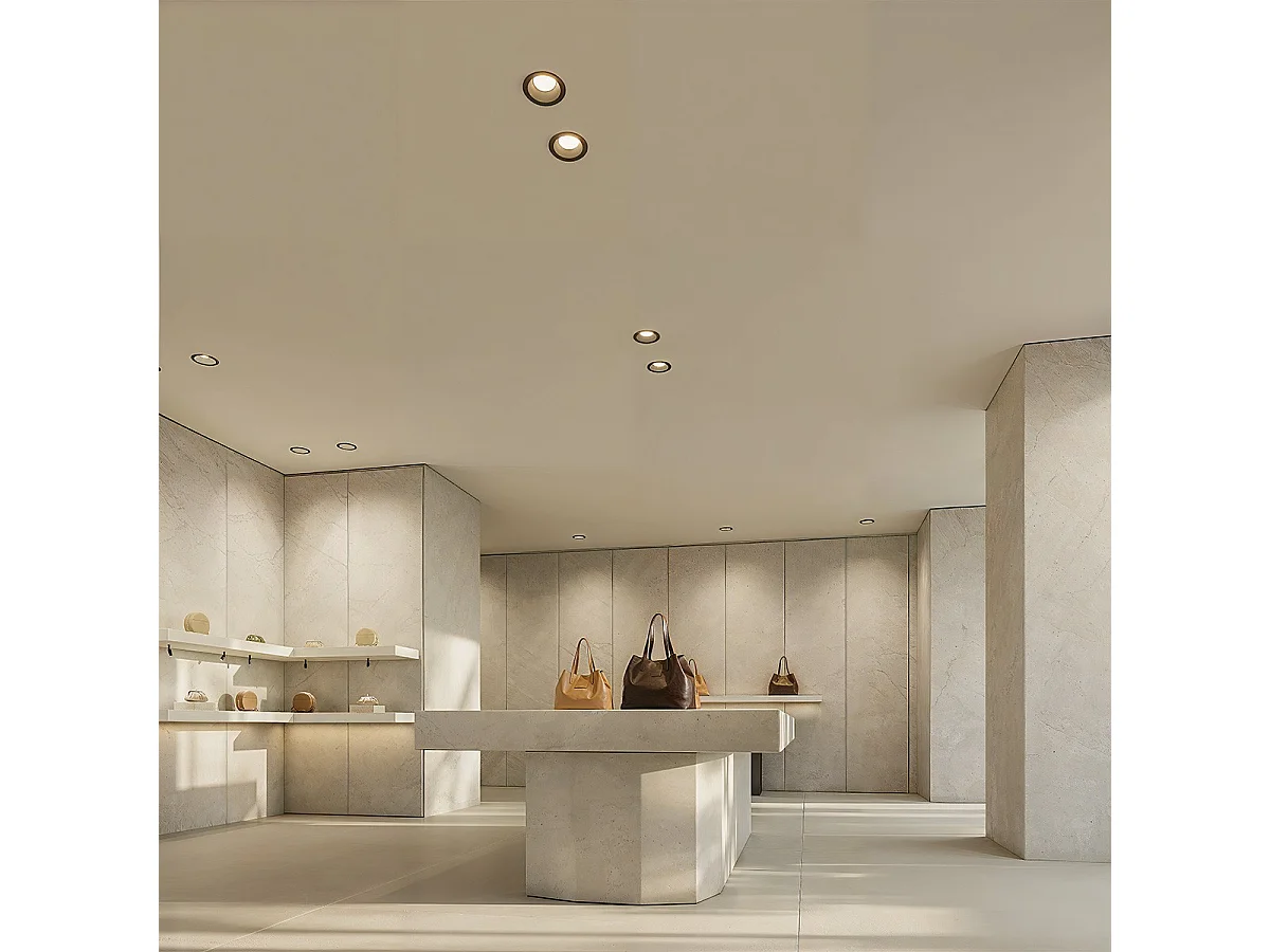 Mini Thessis Recessed 15W LED Recessed Spotlight 90º CCT Switch 3000K/4000K/5000K Matt Black Finish For Indoors - Beneito & Faure