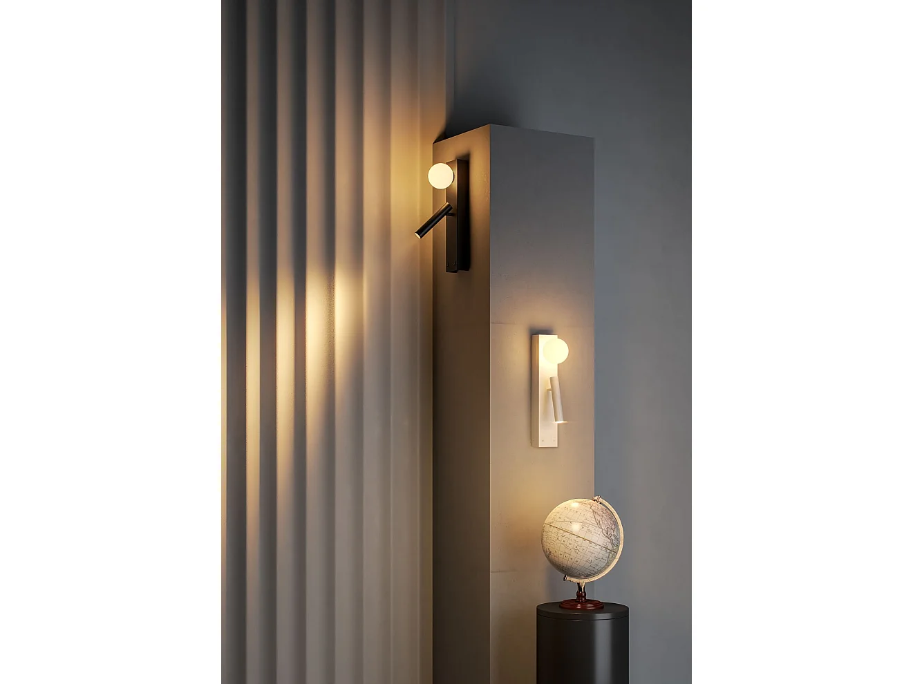 Aplique de parede LED Sphere Alp 20W 360° 3000K Branco Fosco - Refletor inferior ajustável, Design esférico moderno - Beneito & Faure